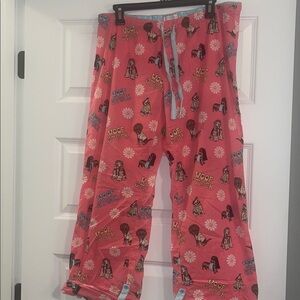 PJ Salvage Puppy pink Flowers Woof Stock pajama pants Pj L hippy groovy